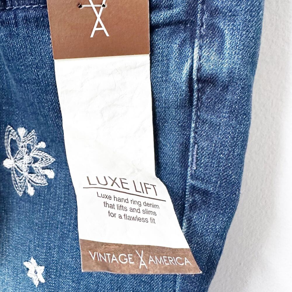 NWT Vintage America Wonderland Skinny Jeans 8/29 Floral Embroidered Luxe Lift - Picture 4 of 7